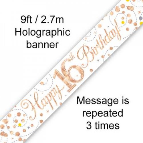 Sparkling Fizz Rose Gold Banner 2.7m 16th Bday