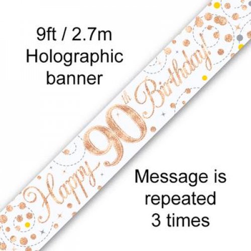 Sparkling Fizz Rose Gold Banner 2.7m 90th Bday