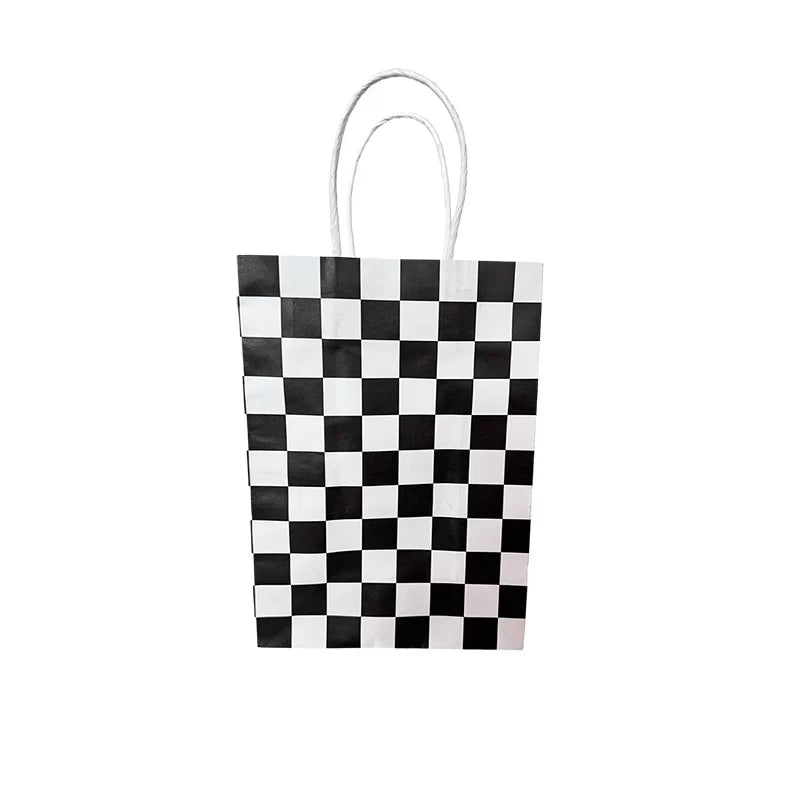 Paper Bag – Black & White Checkered 4PK 15*8*21CM
