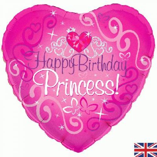 Happy Birthday Princess Pink Heart foil balloon 1pc