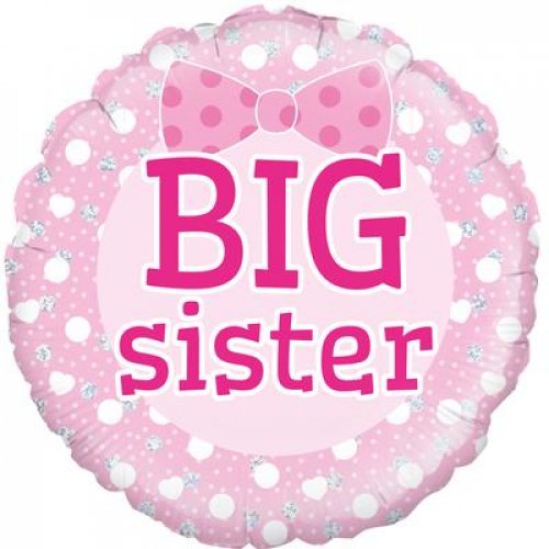 Big Sister Pink Bow Round Foil Balloon 45cm