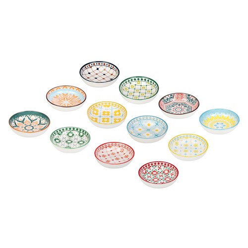 MOROCCAN DECO CERAMIC PINCH BOWL 10X2.5CM 12 ASSTD 1pc