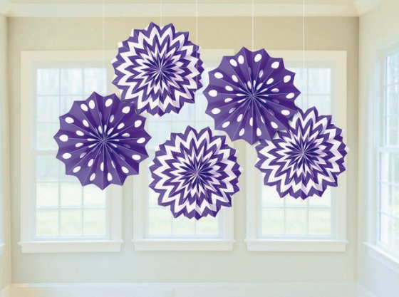 DECORATIONS PRINTED Paper NEW Purple 5pk 20cm
