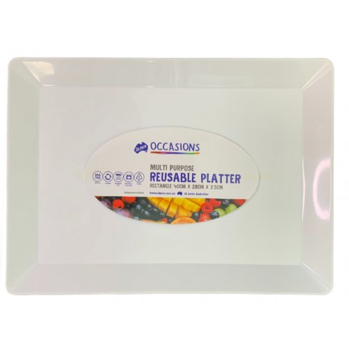 Platter Rectangle PP 40x28x2.5cm White 1pc