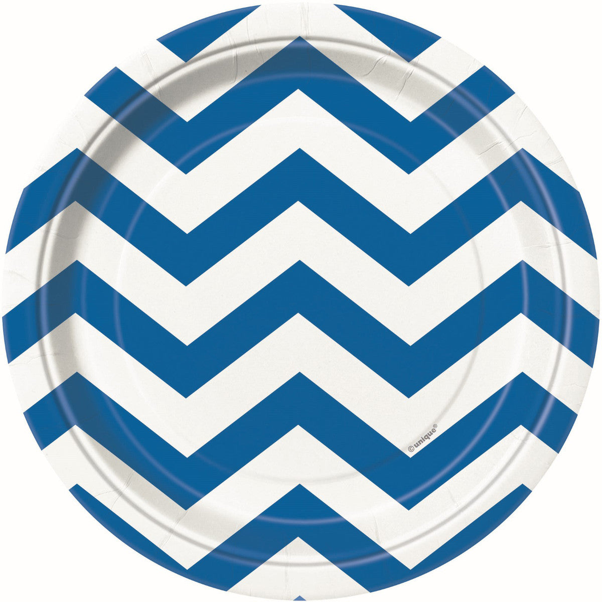 CHEVRON ROYAL BLUE 18CM (7") PAPER PLATES 8pk