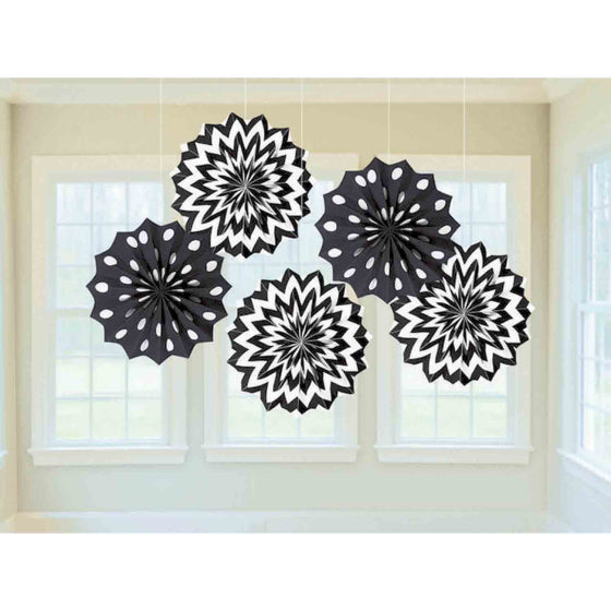 Swirl DECORATIONS PRINTED PAPER - JET BLACK 5pk 20cm
