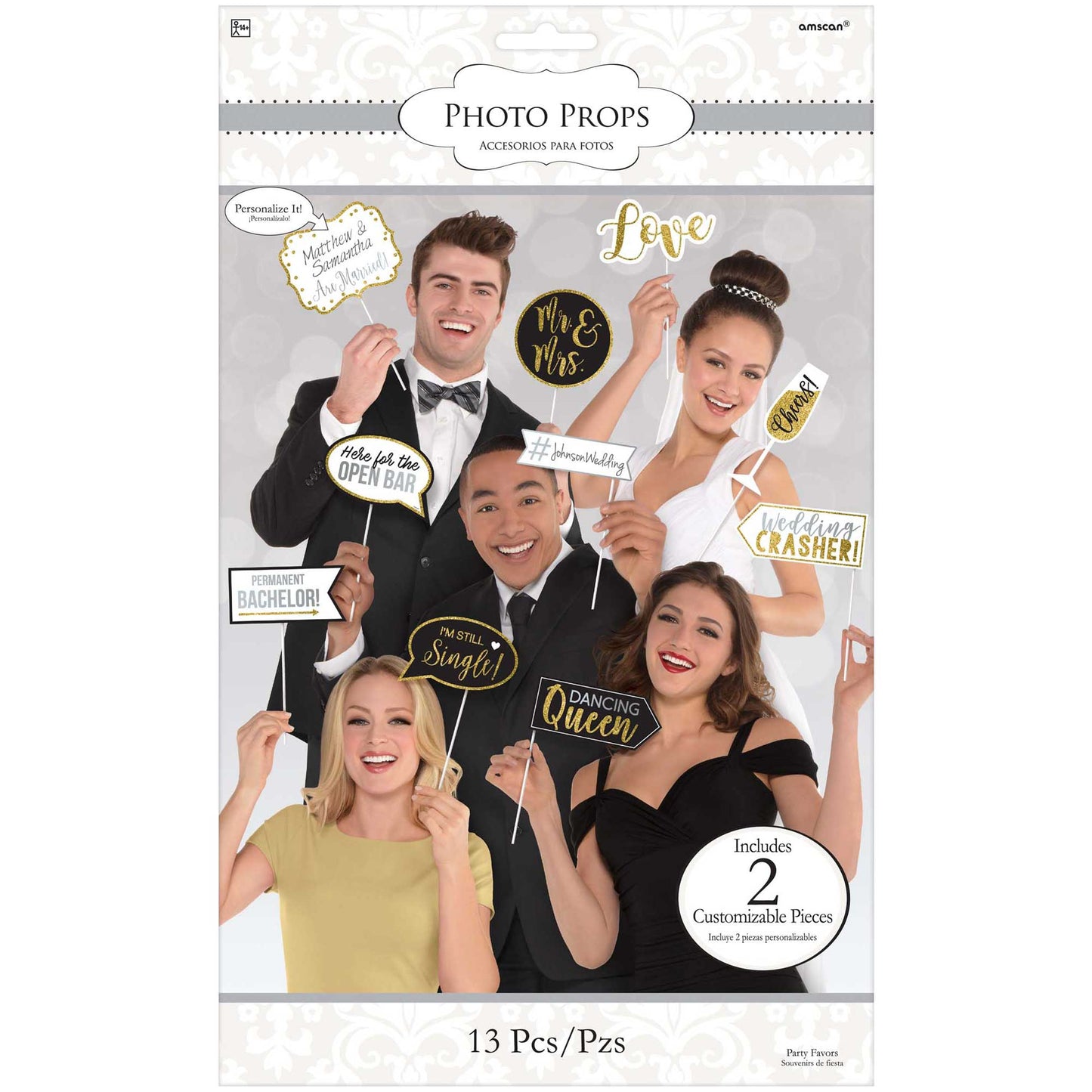 Wedding Photo Props Kit 13 Assorted Designs & Sizes