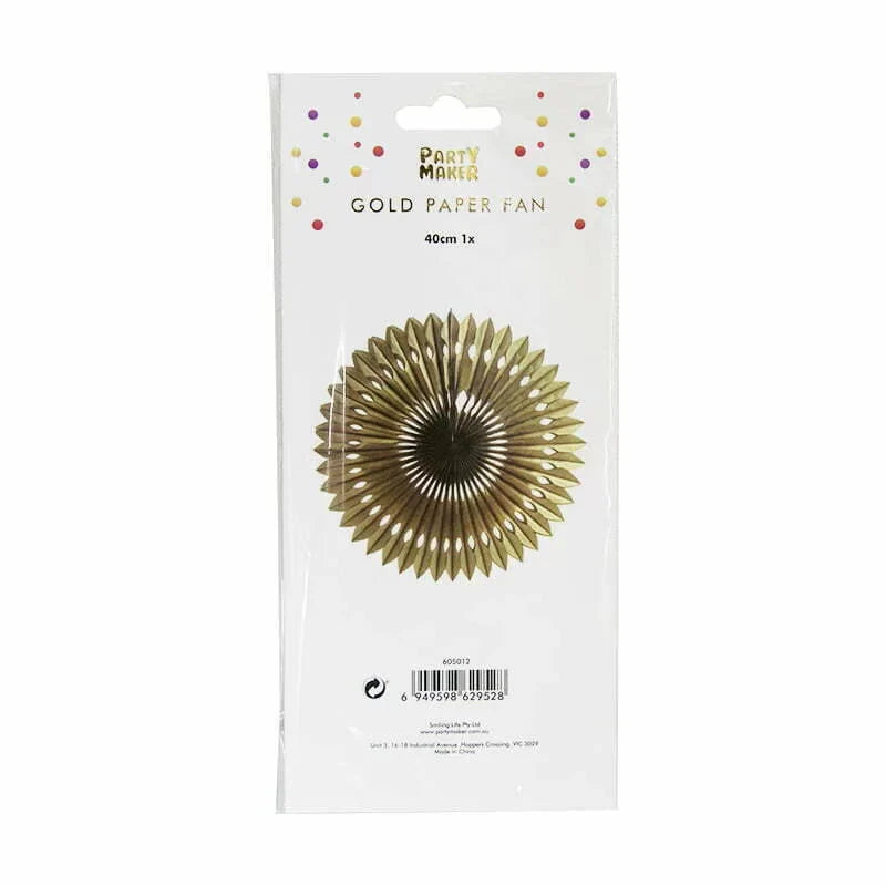 40CM GOLD Paper Fan 1pc NIS Packaging & Party Supply