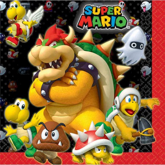 Super Mario Brothers Lunch Napkins 33cm x 33cm 16pk