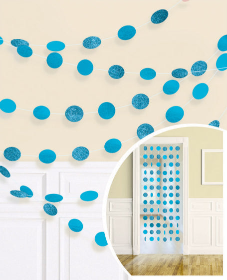 String Decorations Glitter Round Caribbean Blue 2.1m 6pk