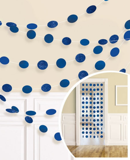 String Decorations Glitter Round Bright Royal Blue 6pk 2.1m