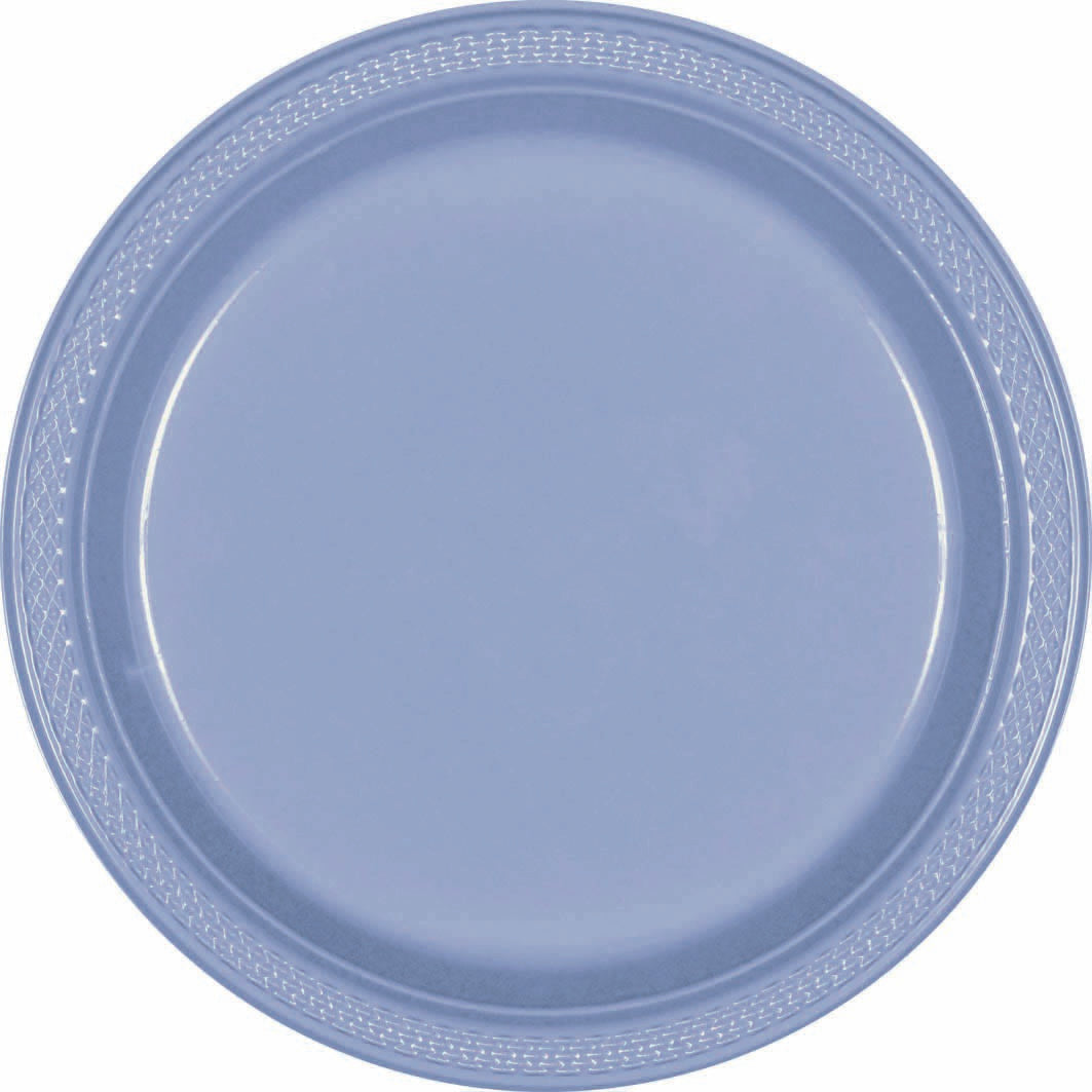 Plastic Round Plate (7"/17cm) 20 Pack-Pastel Blue