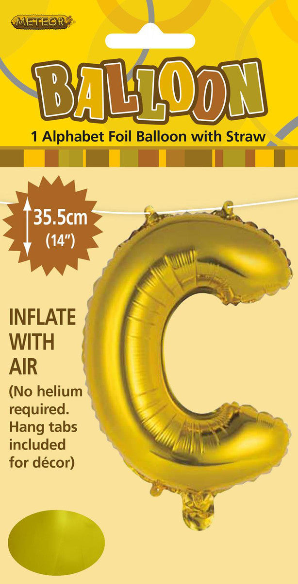 GOLD "C" ALPHABET FOIL BALLOON 35CM (14")