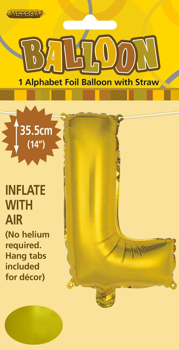 GOLD "L" ALPHABET FOIL BALLOON 35CM (14")