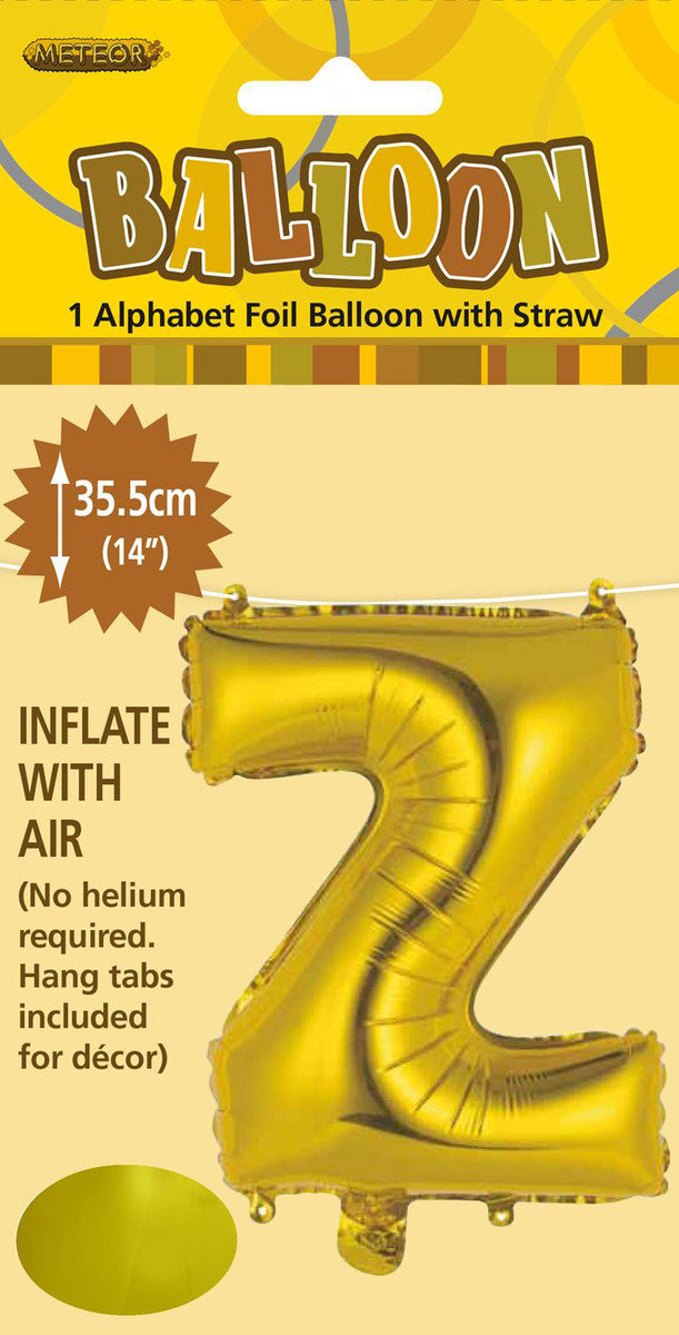 GOLD "Z" ALPHABET FOIL BALLOON 35CM (14