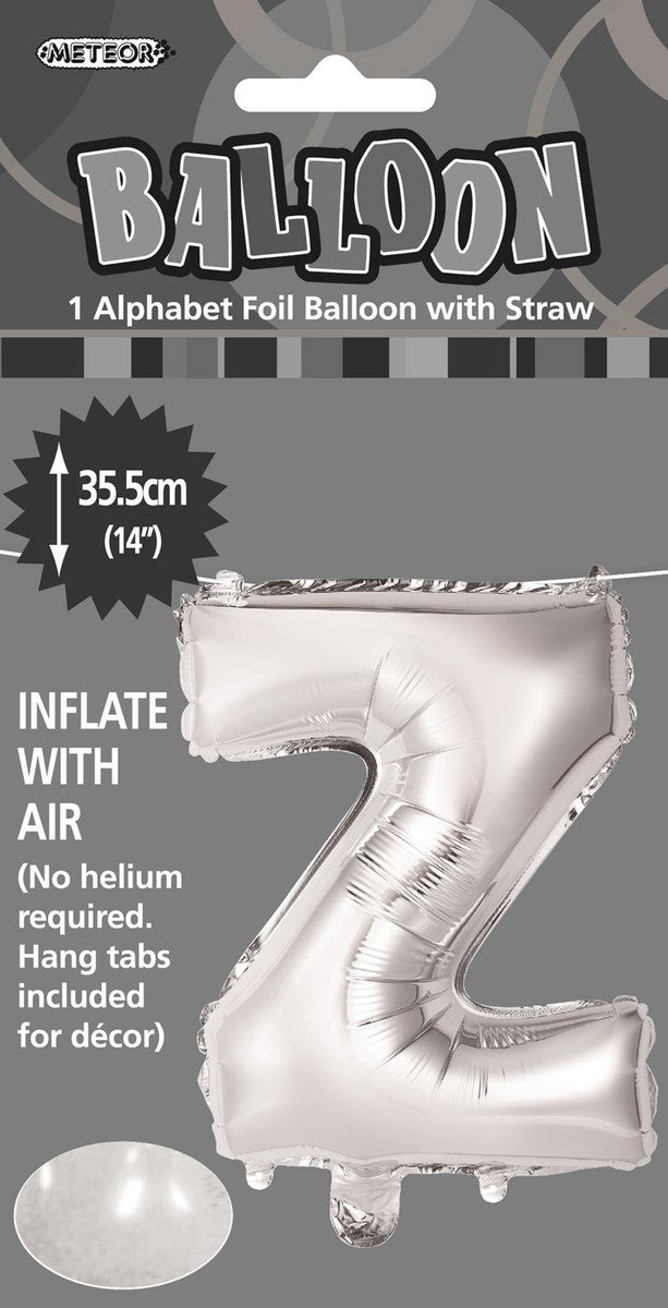 SILVER "Z" ALPHABET FOIL BALLOON 35CM (14")