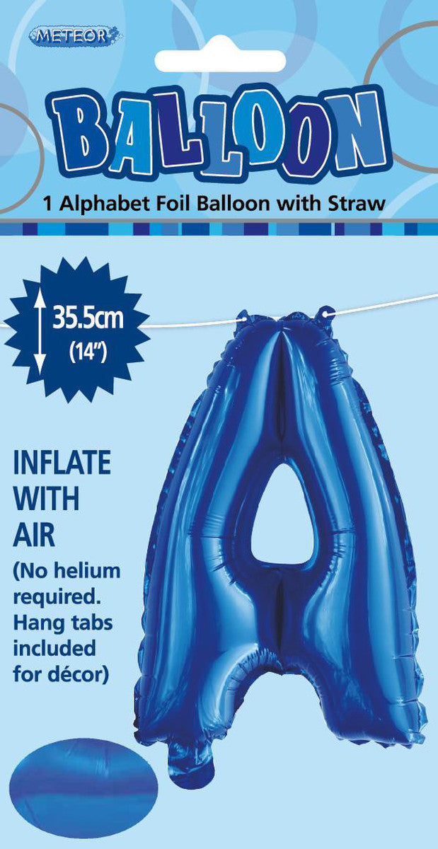 ROYAL BLUE "A" ALPHABET FOIL BALLOON 35CM (14")