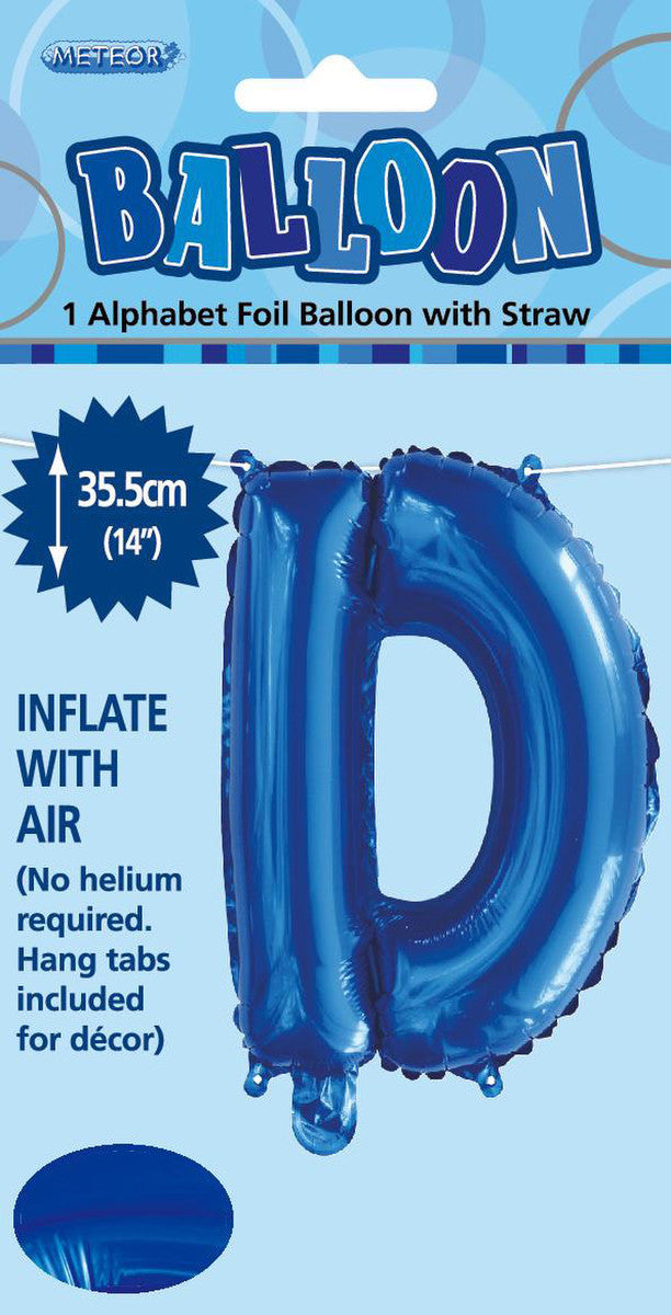 ROYAL BLUE "D" ALPHABET FOIL BALLOON 35CM (14")