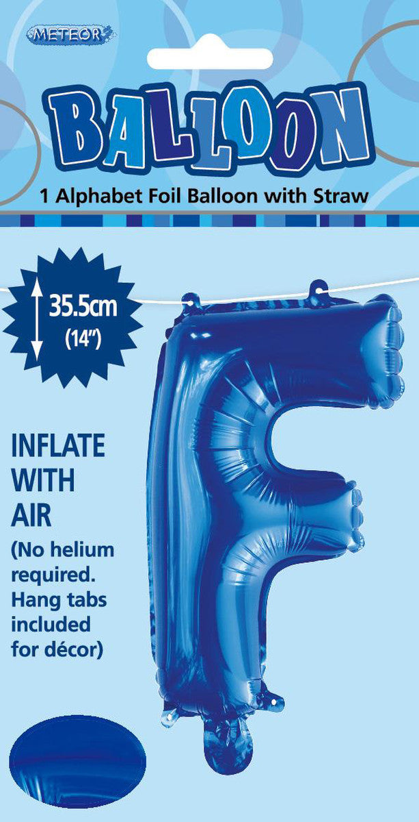 ROYAL BLUE "F" ALPHABET FOIL BALLOON 35CM (14")