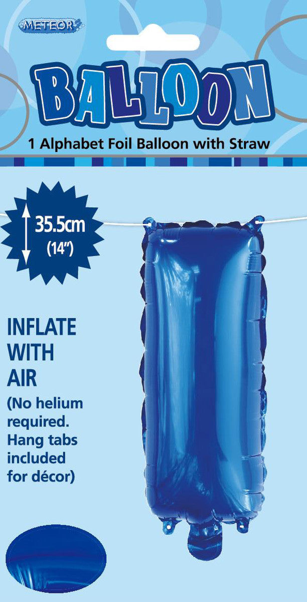 ROYAL BLUE "I" ALPHABET FOIL BALLOON 35CM (14")