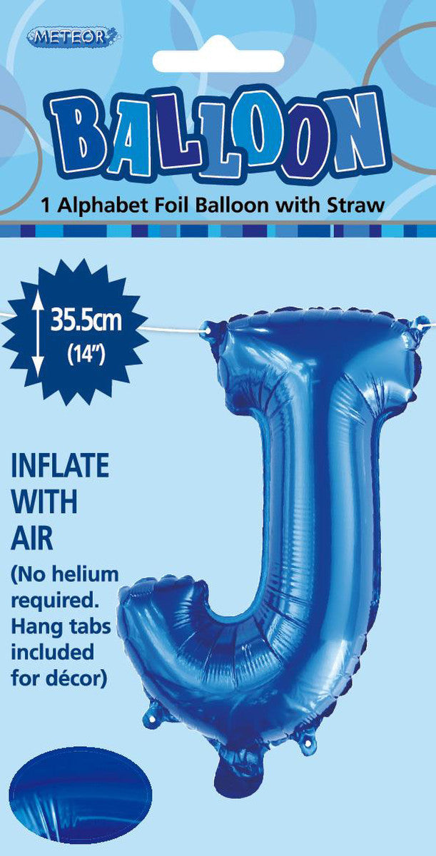 ROYAL BLUE "J" ALPHABET FOIL BALLOON 35CM (14")