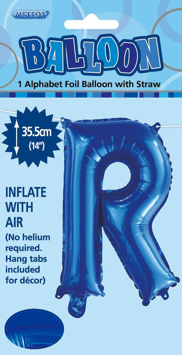 ROYAL BLUE "R" ALPHABET FOIL BALLOON 35CM (14")