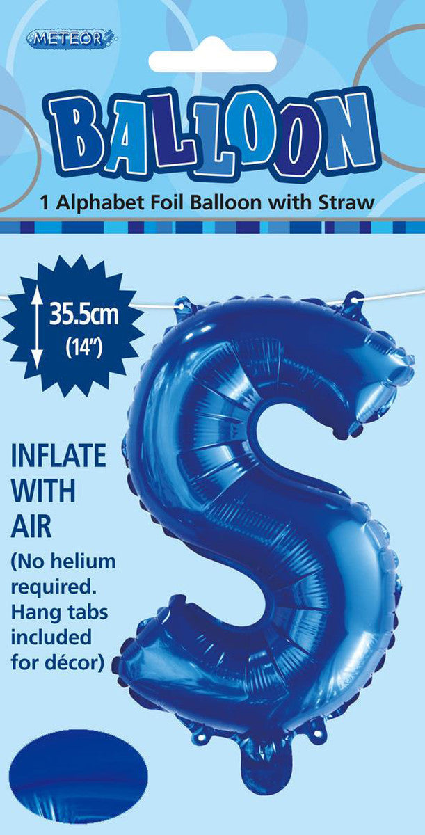 ROYAL BLUE "S" ALPHABET FOIL BALLOON 35CM (14")