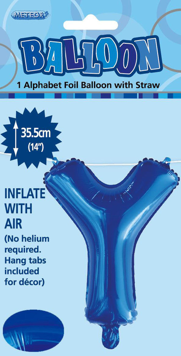 ROYAL BLUE "Y" ALPHABET FOIL BALLOON 35CM (14")
