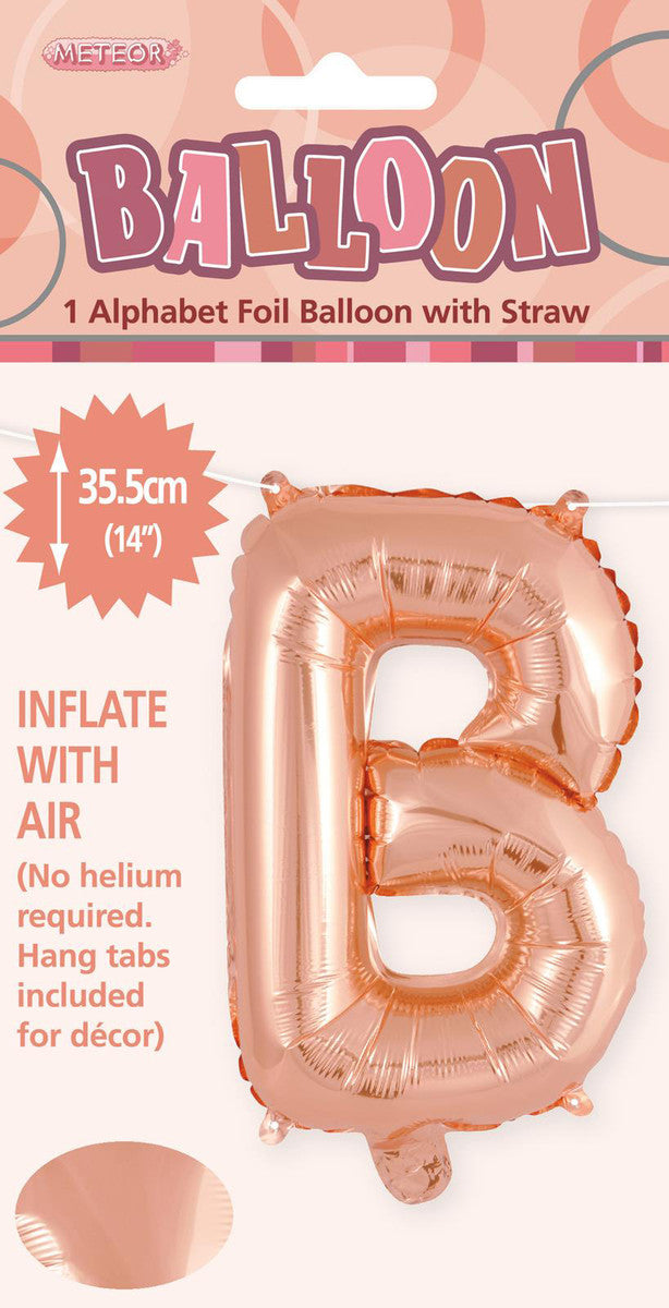 ROSE GOLD "B" ALPHABET FOIL BALLOON 35CM (14")