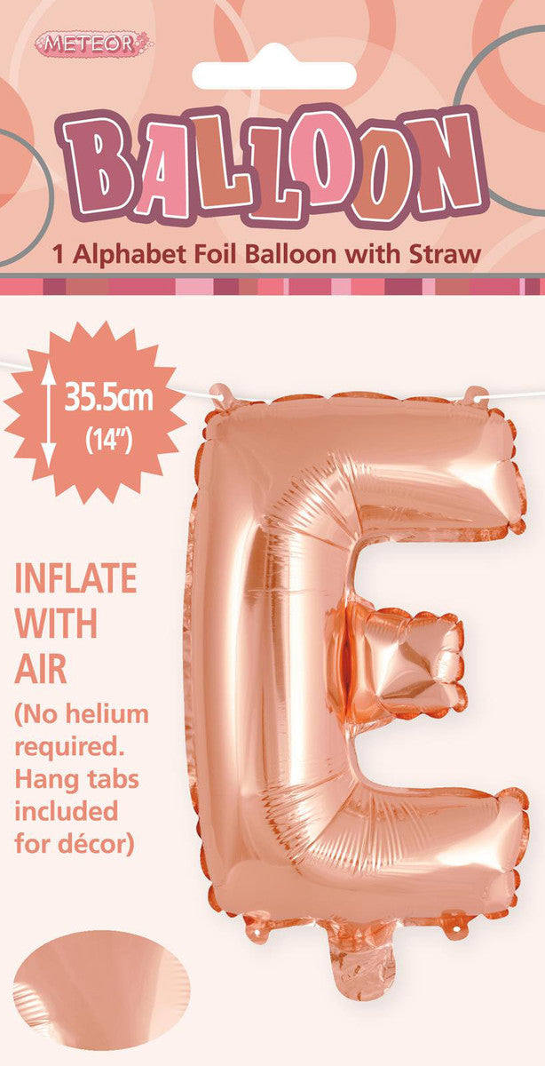 ROSE GOLD "E" ALPHABET FOIL BALLOON 35CM (14")