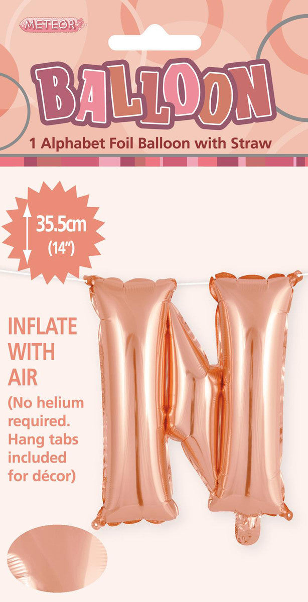 ROSE GOLD "N" ALPHABET FOIL BALLOON 35CM (14")