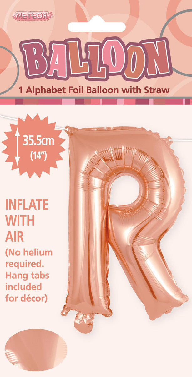 ROSE GOLD "R" ALPHABET FOIL BALLOON 35CM (14") Air Fill Only