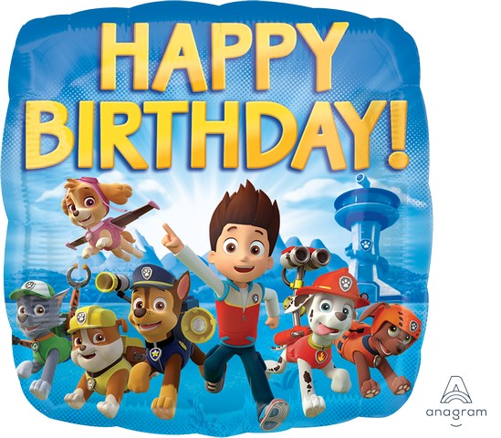 45cm Standard HX Paw Patrol Happy Birthday. NIS Packaging & Party Supply