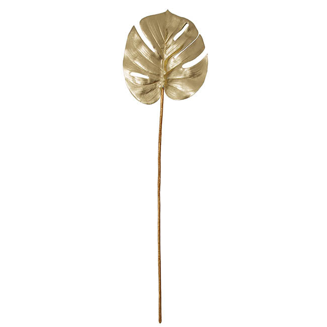 Monstera Split Philo Leaf Metallic Champagne Gold (59cmH) 1pc