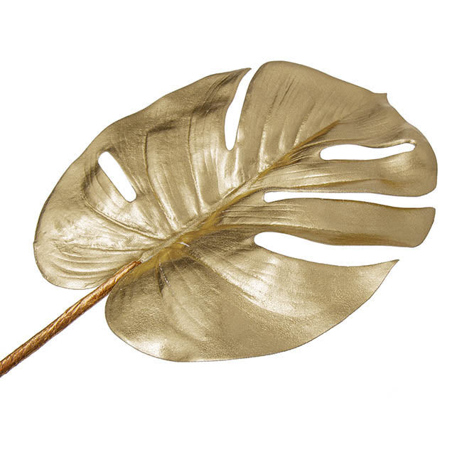 Monstera Split Philo Leaf Metallic Champagne Gold (59cmH) 1pc