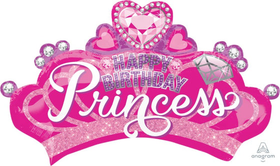 SuperShape Happy Birthday Princess Crown & Gem 81cm x 48cm 1pc