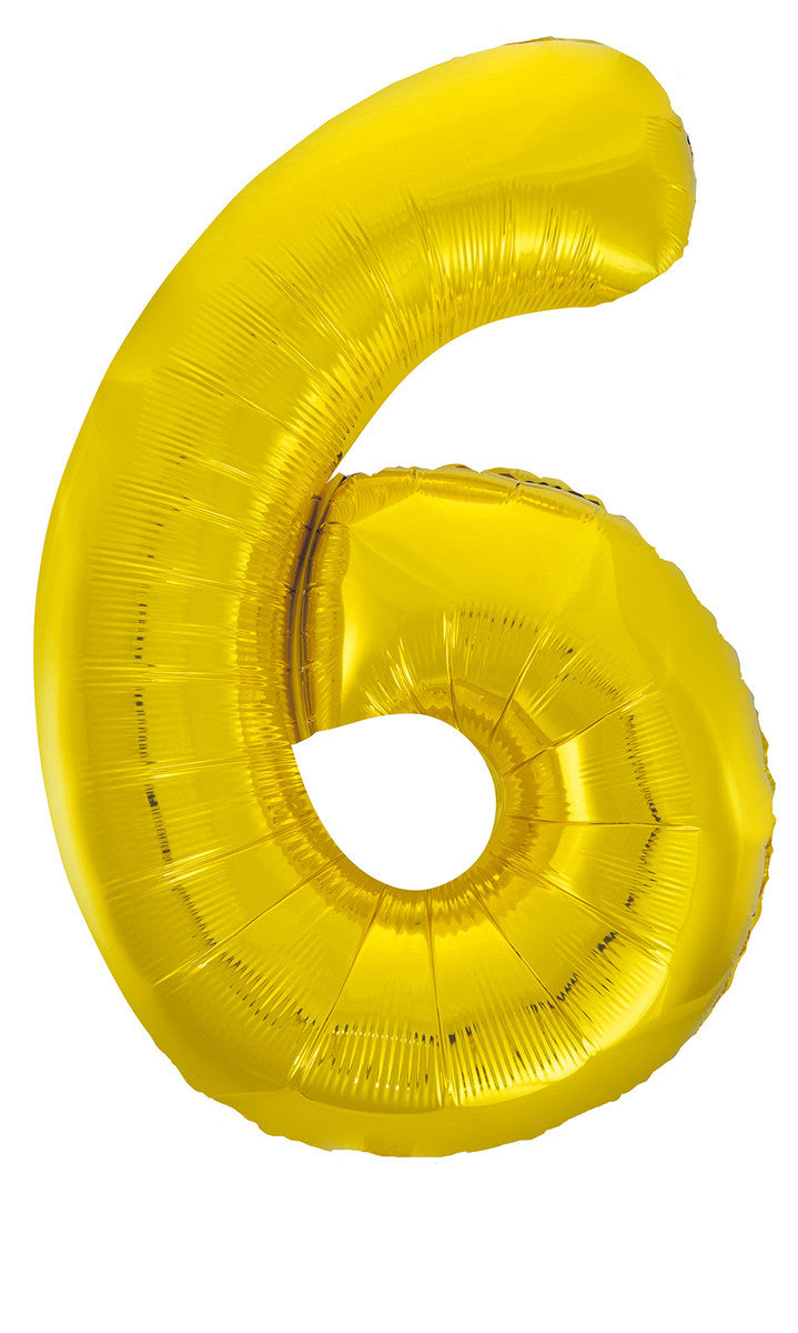 Gold "6" Numeral Foil Balloon 86cm (34")