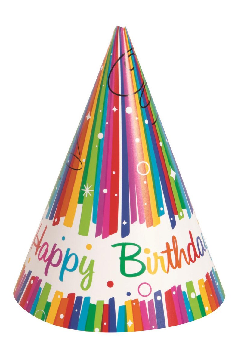 Rainbow Ribbons 8 Party Hats