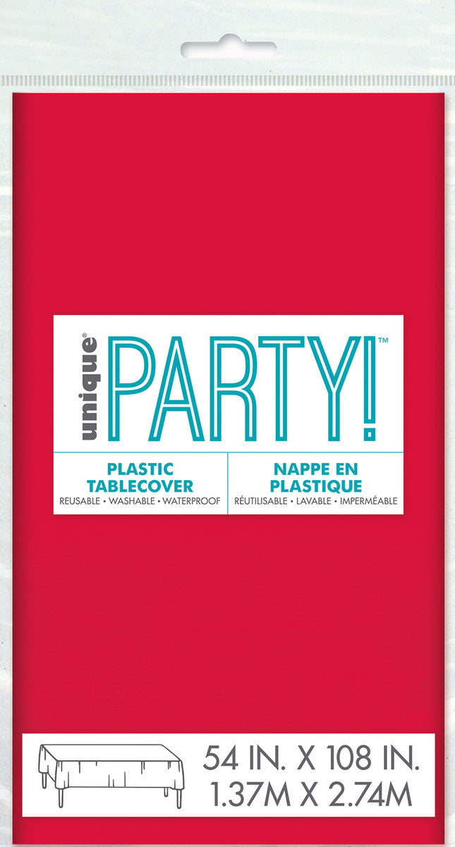 RUBY RED UNIQUE PLASTIC TABLECOVER RECTANGLE 137CM X 274CM (54" X 108")