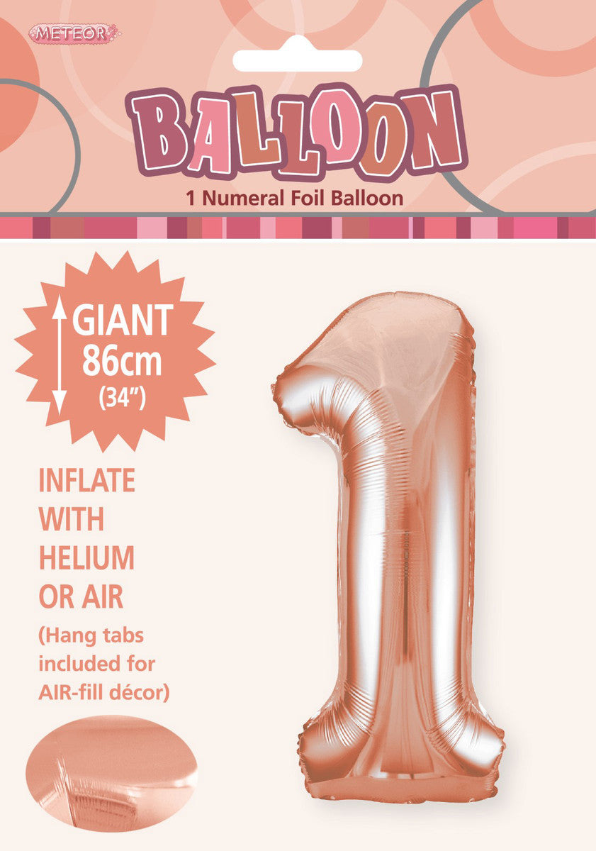 ROSE GOLD "1" NUMERAL FOIL BALLOON 86CM (34")