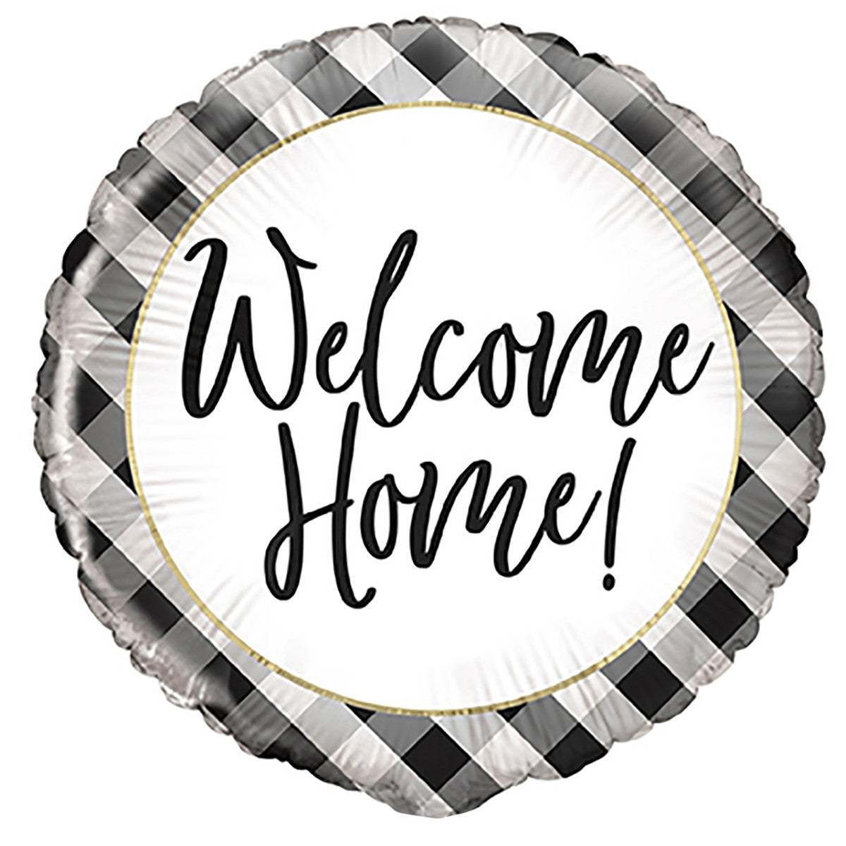 BLACK GINGHAM WELCOME HOME 45CM (18") Foil Balloon 1pc