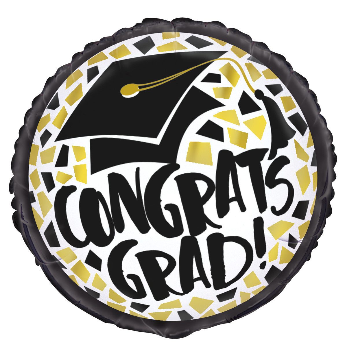 BLACK & GOLD CONGRATS GRAD FOIL BALLOON 45CM (18")