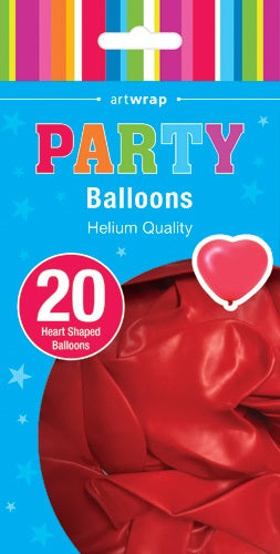 Red Heart Shape Latex Balloon 30cm 20pk