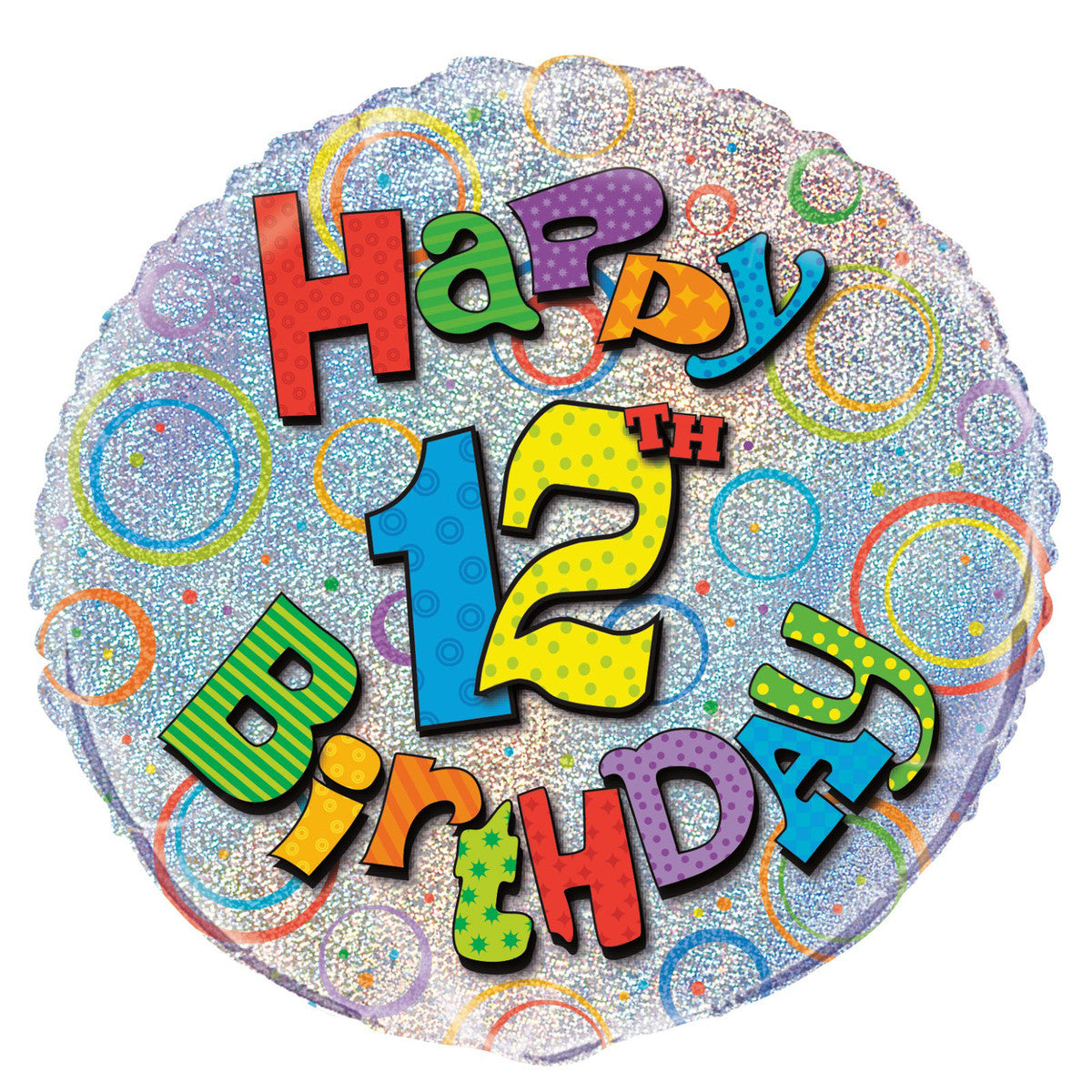 12TH BIRTHDAY 45CM (18") FOIL PRISMATIC BALLOONS