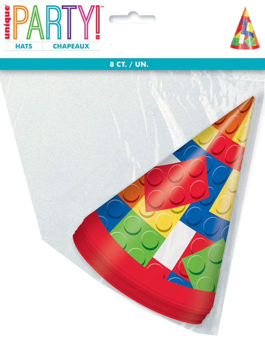 Building Blocks Birthday 8 Party Hats