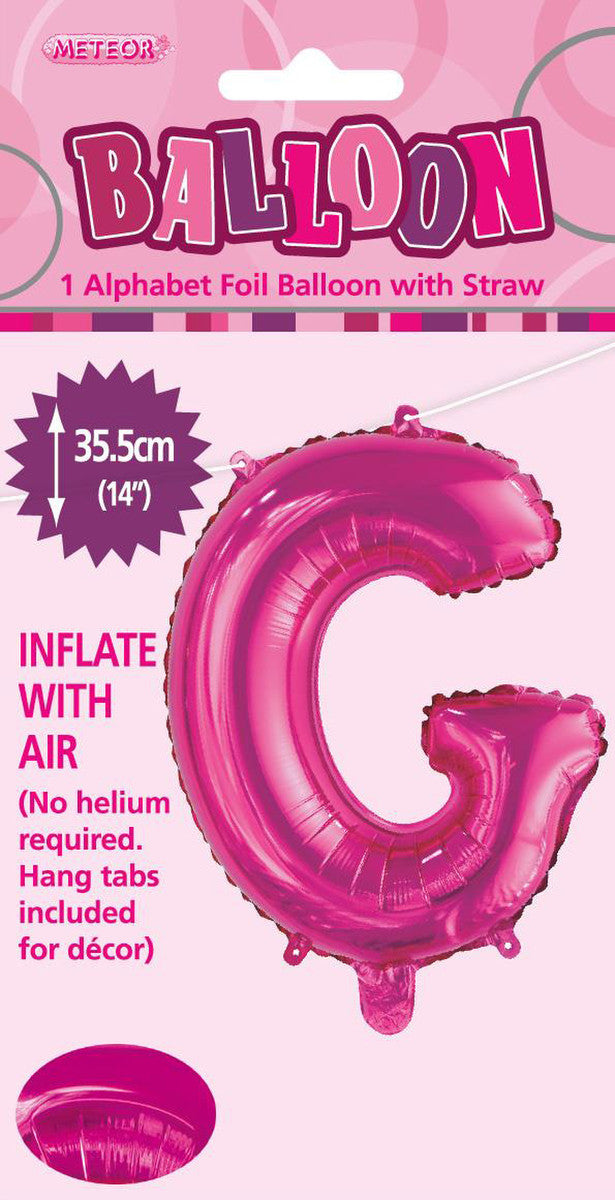 HOT PINK "G" ALPHABET FOIL BALLOON 35CM (14") Air Fill only