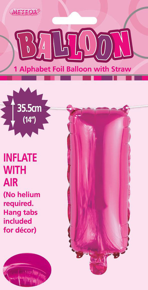 HOT PINK "I" ALPHABET FOIL BALLOON 35CM (14") Air Fill Only