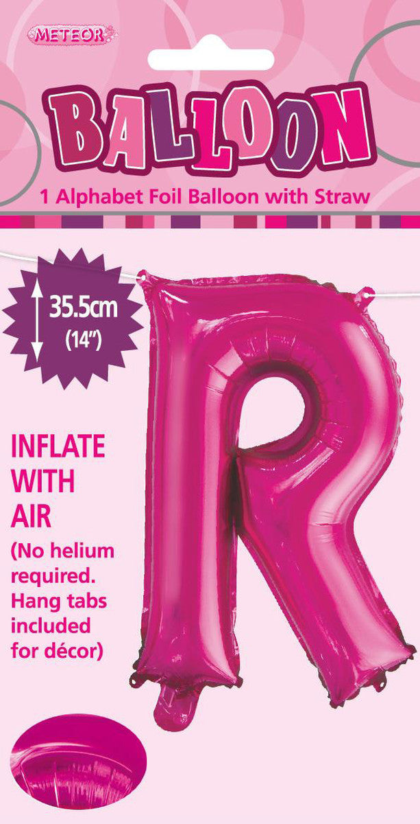 HOT PINK "R" ALPHABET FOIL BALLOON 35CM (14") Air Fill Only