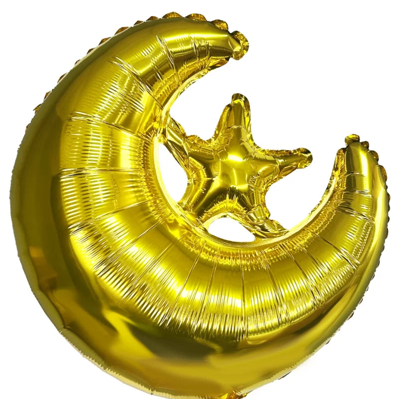 Ramadan Kareem Foil Balloon Set – Gold Moon Star 5pk