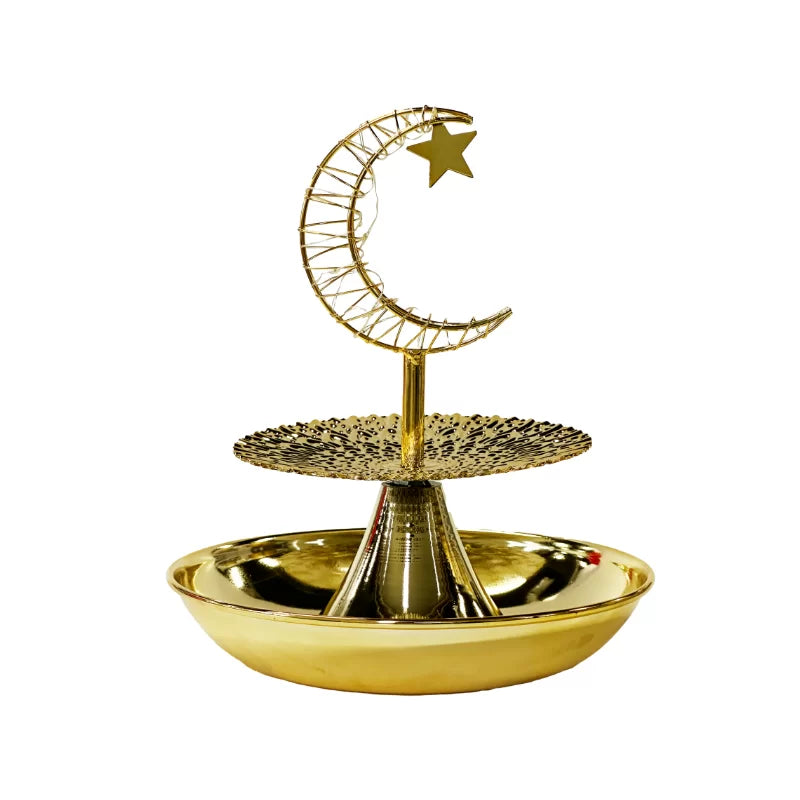 2 Tier Ramadan Serving Trays with Moon LED Light 25*29cm